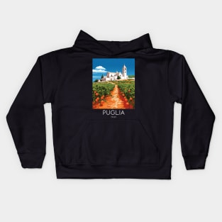 A Pop Art Travel Print of Puglia - Italy Kids Hoodie